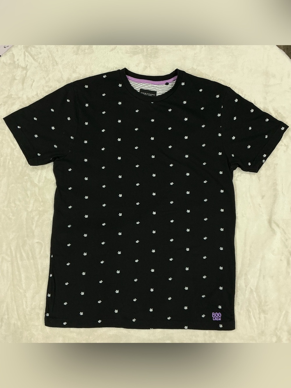 Denim & Flower Ricky Singh Medium Black Short-Sleeve Tee with White Micro Motif